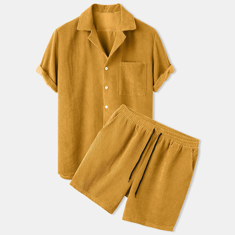 Herr Set | Oversized | Kort Ärm Med Knappar | Sommar