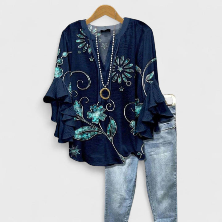 Dam Set | Blommig Blus | Volangärm | Sommar