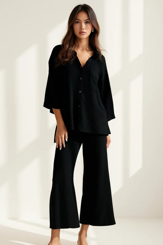 Dam Set | Skjortmodell | Vida Byxor | Sommar