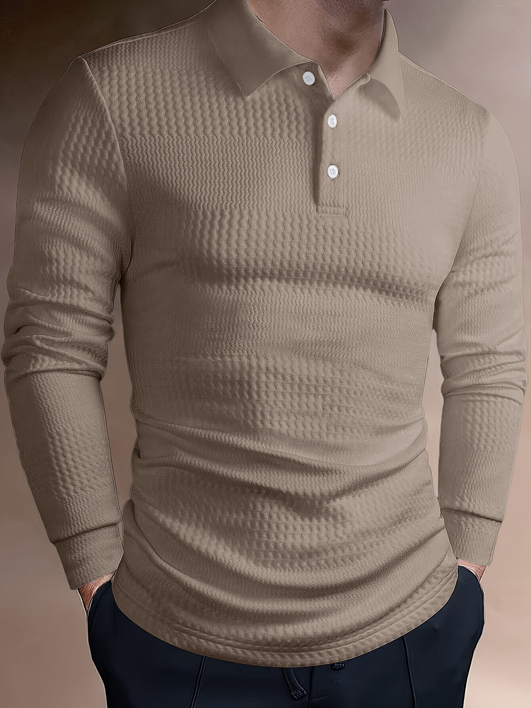 Herr Pikétröja | Slimfit | Lång Ärm | Sommar