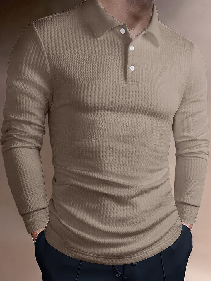 Herr Pikétröja | Slimfit | Lång Ärm | Sommar