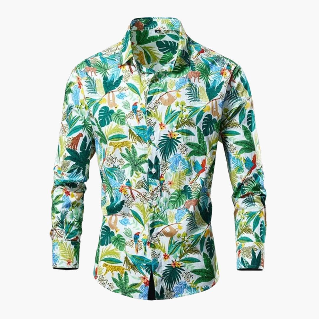 Herr Skjorta | Slimfit | Blommigt Mönster | Sommar