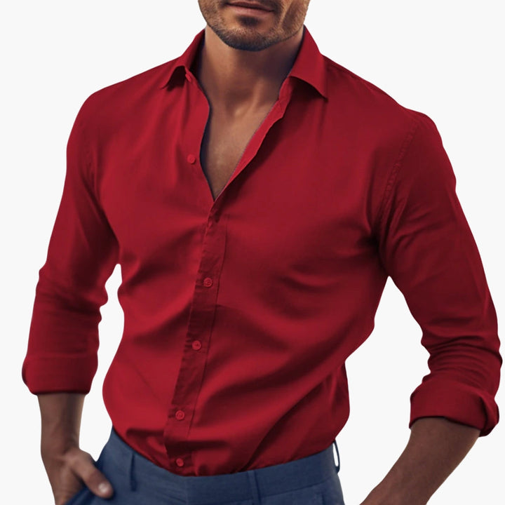 Herr Skjorta | Slimfit | Med Knappar | Sommar