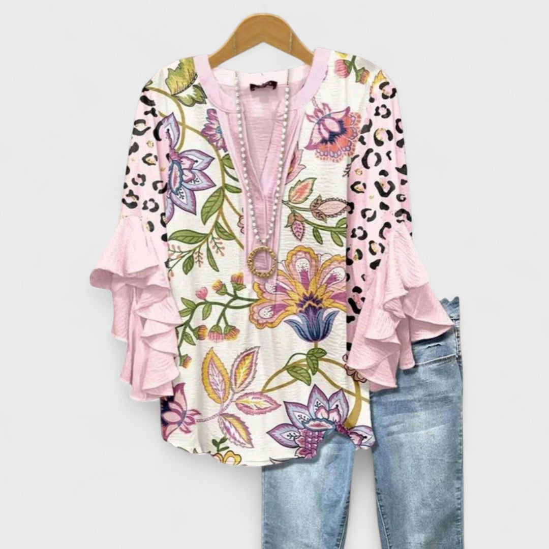 Dam Set | Blommig Blus | Volangärm | Sommar