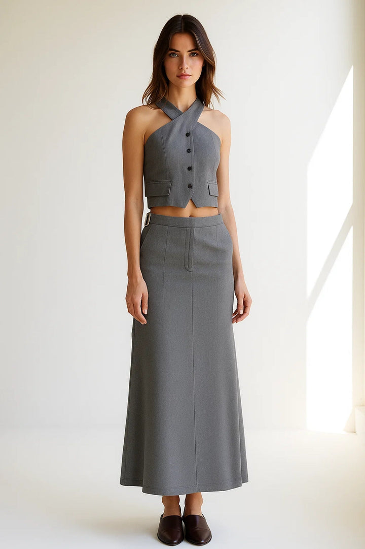 Dam Set | Elegant Midi Silhuett | Med Halterneck | Sommar