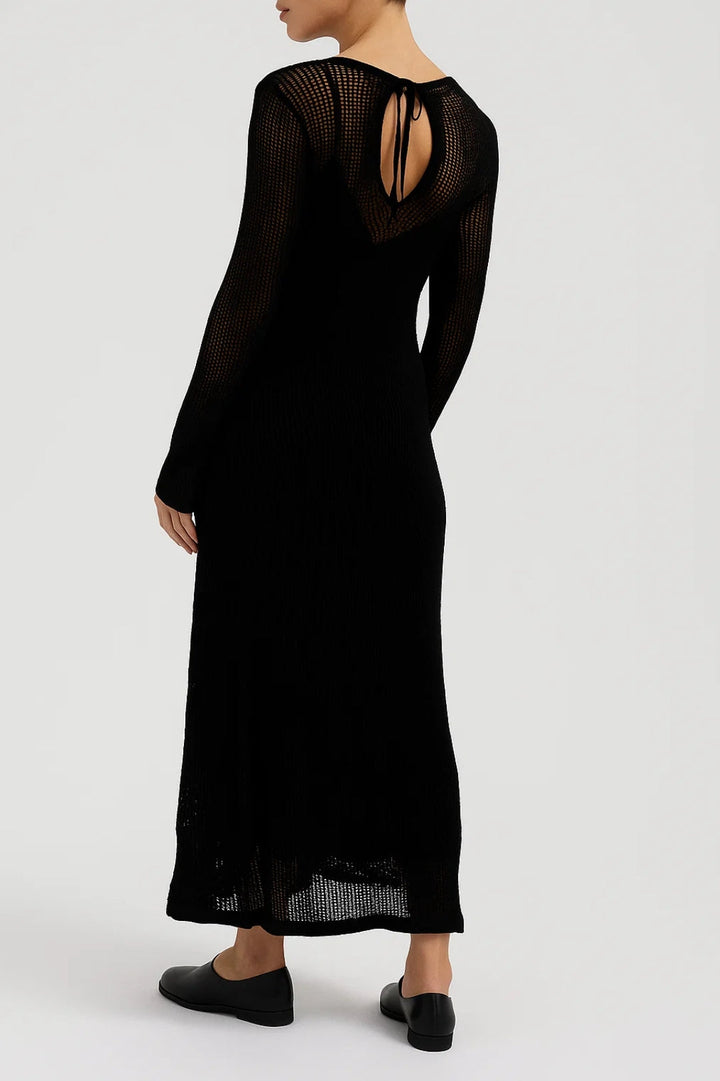 Dam Klänning | Elegant | Långärmad Met Mesh | Sommar