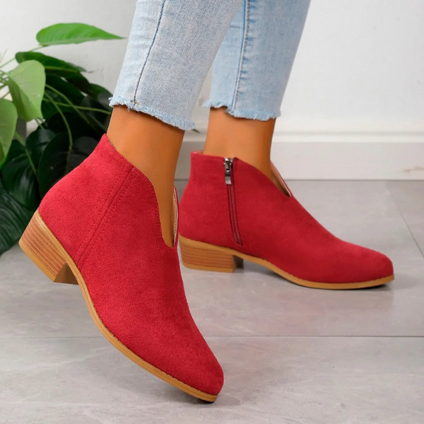 Skor för Vinter | Dam Boots med Blockklack | Spetsig Tå & Dragkedja