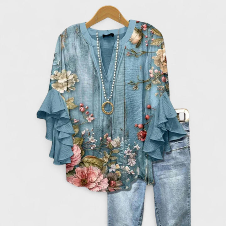 Dam Set | Blommig Blus | Volangärm | Sommar