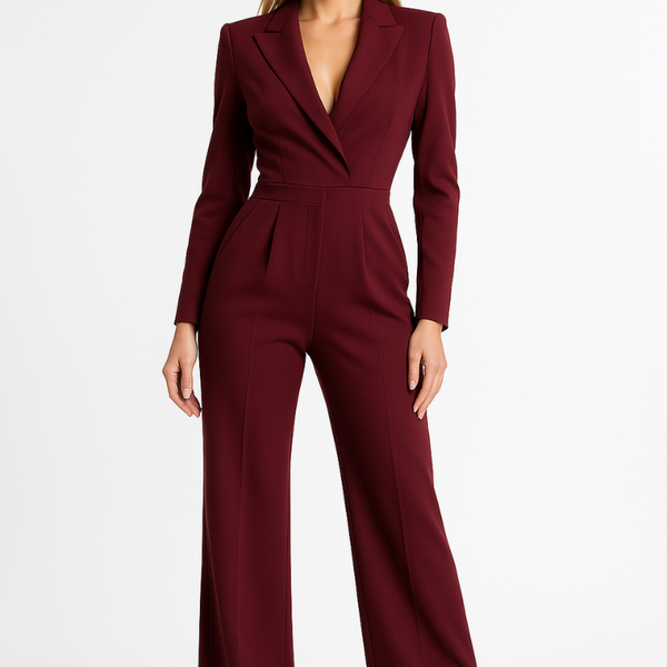 Dam Jumpsuit | Djup V-ringning & Figursydd Midja | Elegant Kvällslook