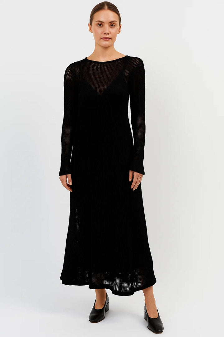 Dam Klänning | Elegant | Långärmad Met Mesh | Sommar
