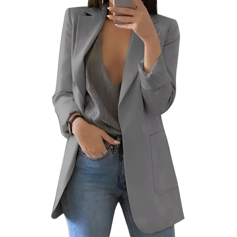 Kvinnor Lång Blazer | Elegant Design | Stilren & Tunn | Perfekt för Lager-på-lager