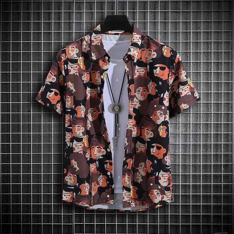 Herr Skjorta | Oversized | Blommigt Mönster | Sommar