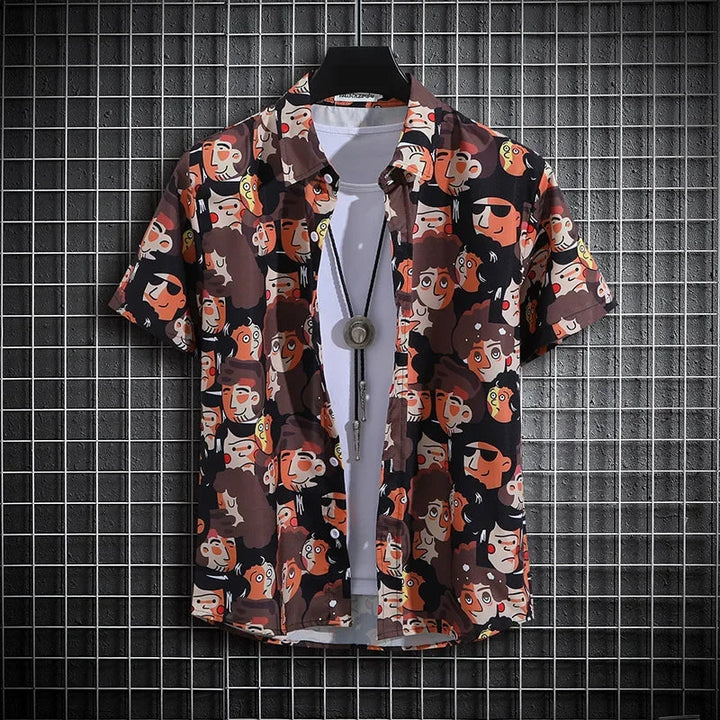 Herr Skjorta | Oversized | Blommigt Mönster | Sommar