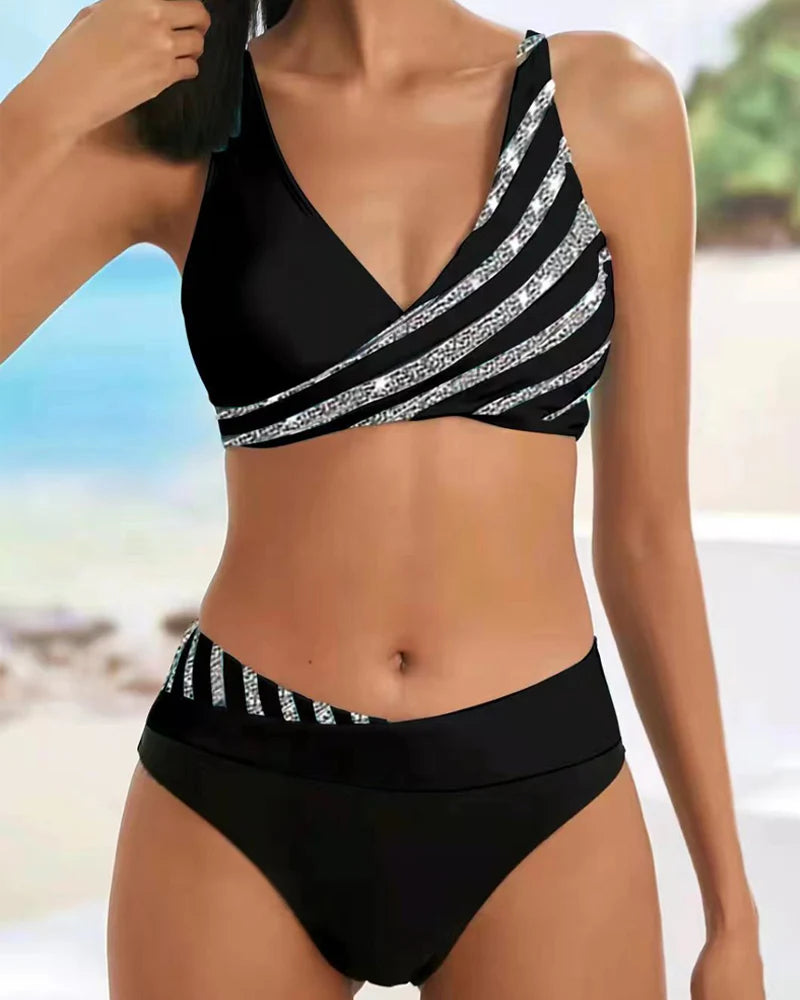 Damtopp Bikini Set | 2-delad | Somrigt Tryck | Perfekt för Semester