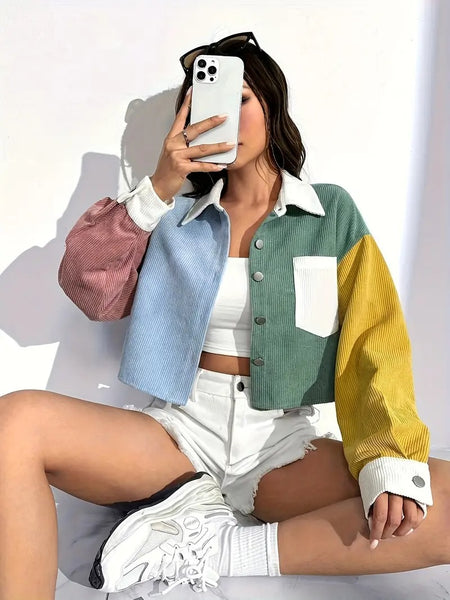 Corduroyjacka för kvinnor | kortklippt & snygga axlar | vår & sommar