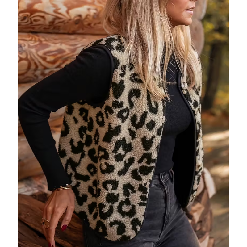Leopardmönstrad Kofta Dam | Casual Kläder | Ärmlös