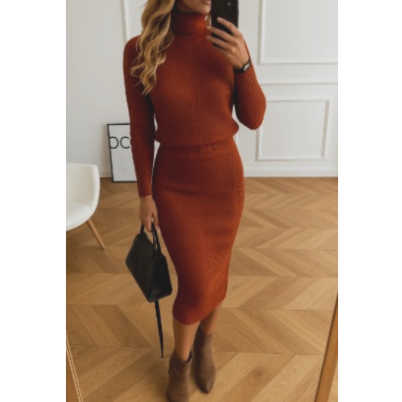 Dam Stickad Klänning | Mysig & Elegant | Slimmad Vintervärme | Polyester