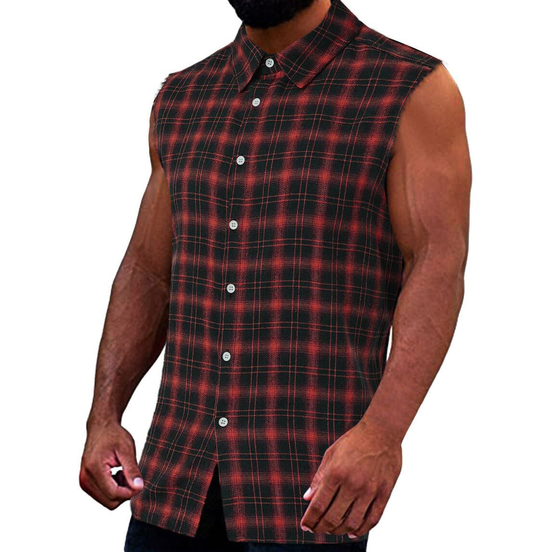 Herr Shirt | Slimfit | Ärmlös | Med Knappar | Sommar