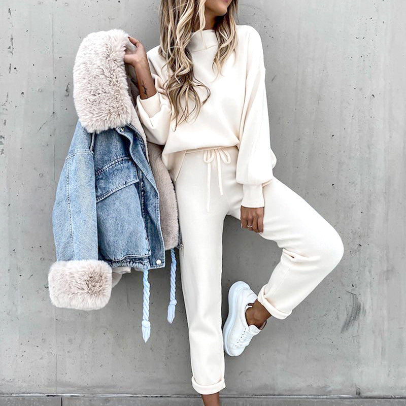 Tvådelat Set för Dam | Löst Sittande Sweatshirt & Pennbyxor | Bekväm Loungewear
