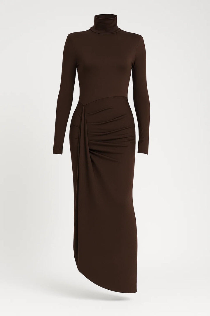Dam Klänning | Elegant | Hög Krage | Höst