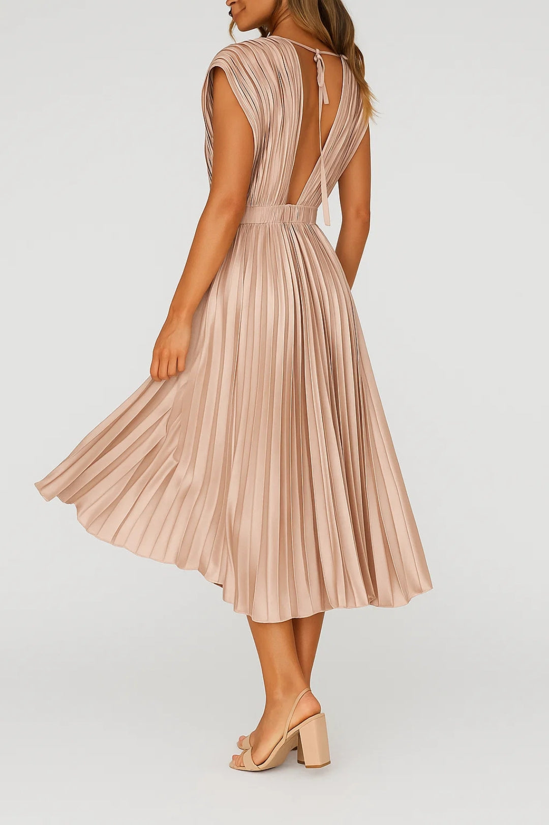 Dam Klänning | Elegant | V-ringning Plisserad | Sommar