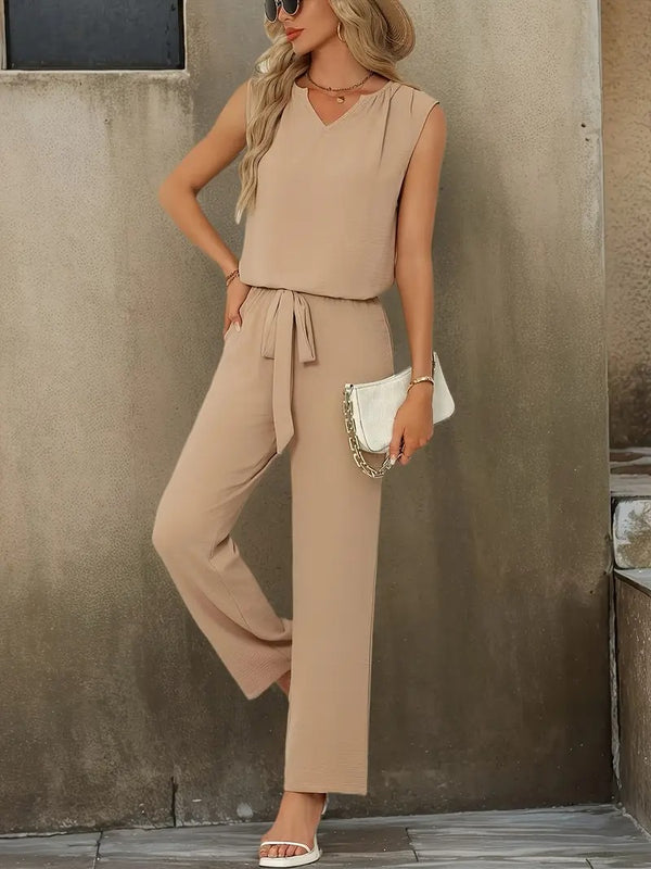 Set för kvinnor | Elegant & enfärgad | Ärmlös topp & långa byxor