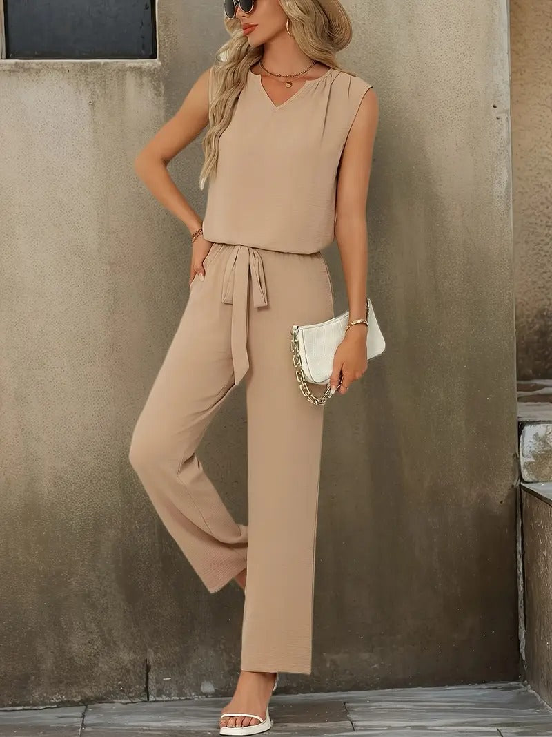 Set för kvinnor | Elegant & enfärgad | Ärmlös topp & långa byxor