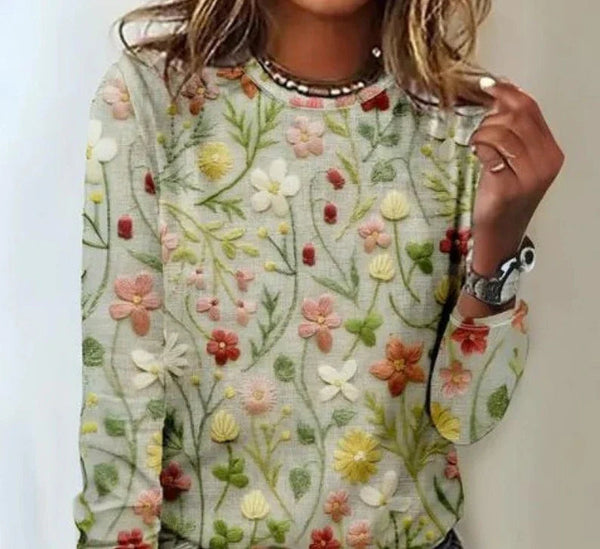 Dam Vårtröja | Lätt & Andas | Avslappnad Passform | Polyester med Blommönster