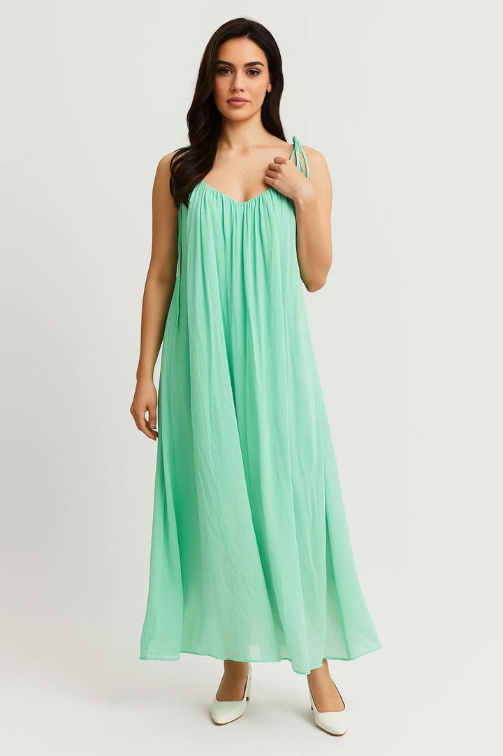 Dames Klänning | Oversized Elegant | Tunna Band | Sommar