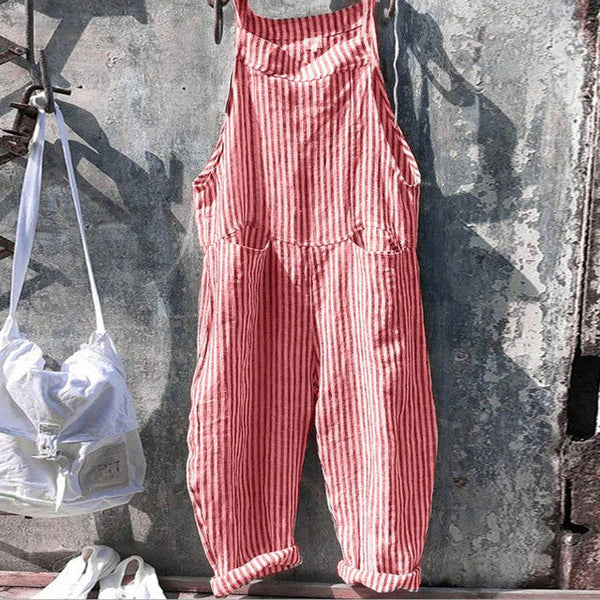 Jumpsuit för kvinnor | Vintage randig | Charmig & bekväm | Klassisk charm