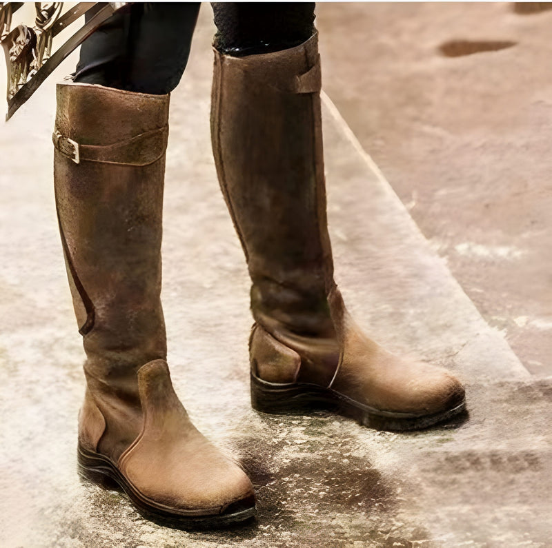 Damskor | PU-Läder Cowboyboots | Retro Ridstövlar