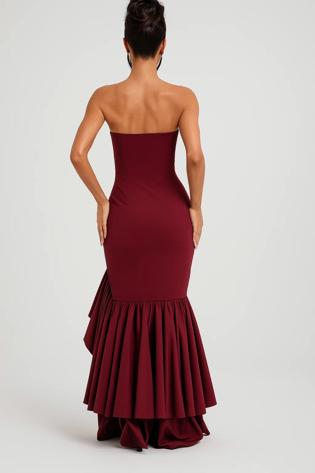 Dam Klänning | Strapless | Asymmetrisk Volang | Sommar