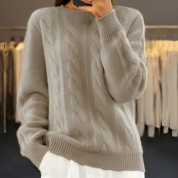 Stickad Tröja Dam | Varm Jumper | Rundhalsad