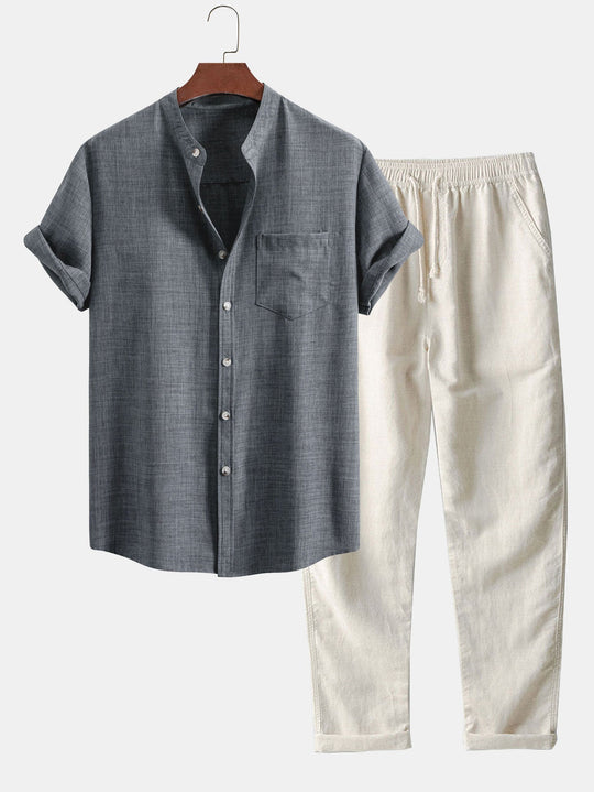 Herr Set | Elegant | Kort Ärm Med Knappar | Sommar