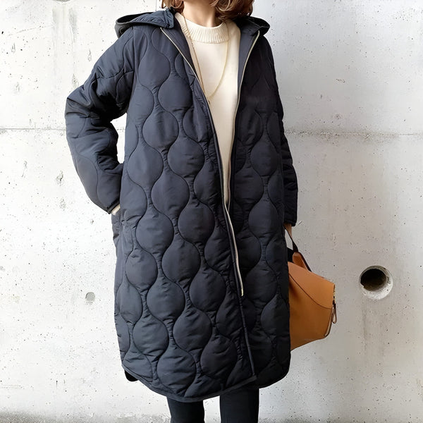 Vinterjacka Dam | Lång Parkas med Huva | Varm Vadderad Jacka | Casual Stil