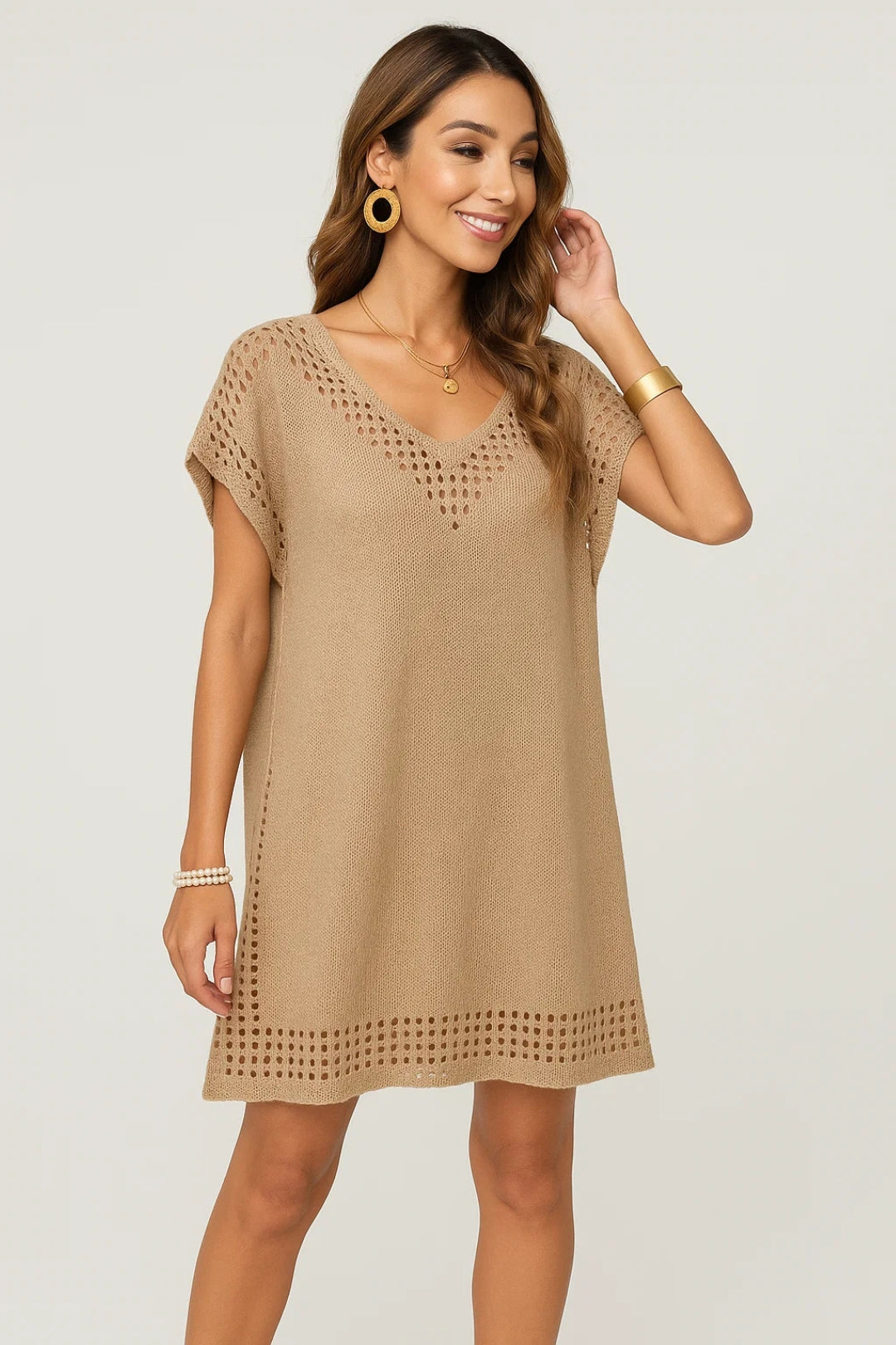 Dam Strandklänning | Oversized Bohemisk | Kort Ärm | Sommar
