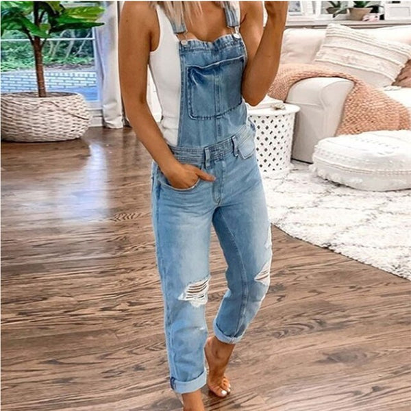 Jumpsuit för kvinnor | Denim | Trendigt & lekfstickad strukturt | Djärv stil & komfort