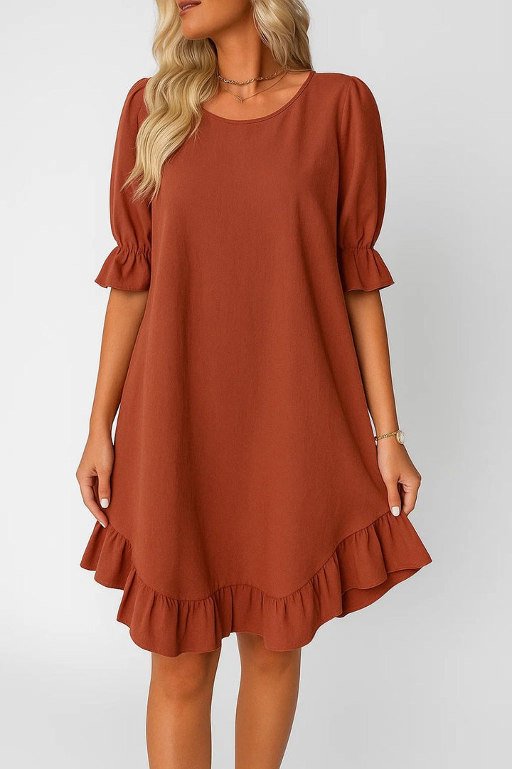 Dames Klänning | Elegant | Volangdetalj | Sommar