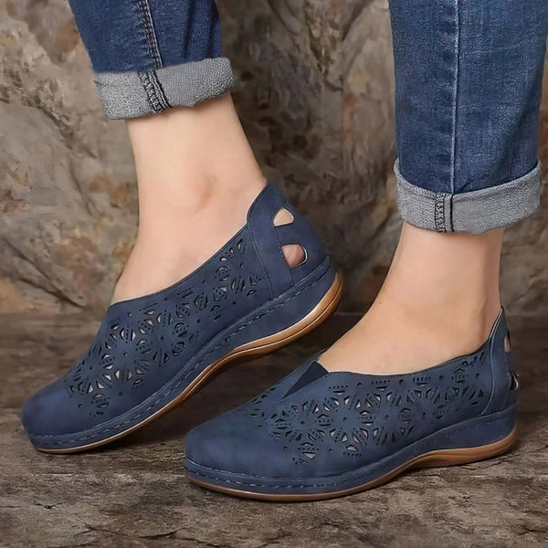 Sandaler för kvinnor | Rund näsa & halkskyddad kilklack | Öppna sandaler med ihålig design