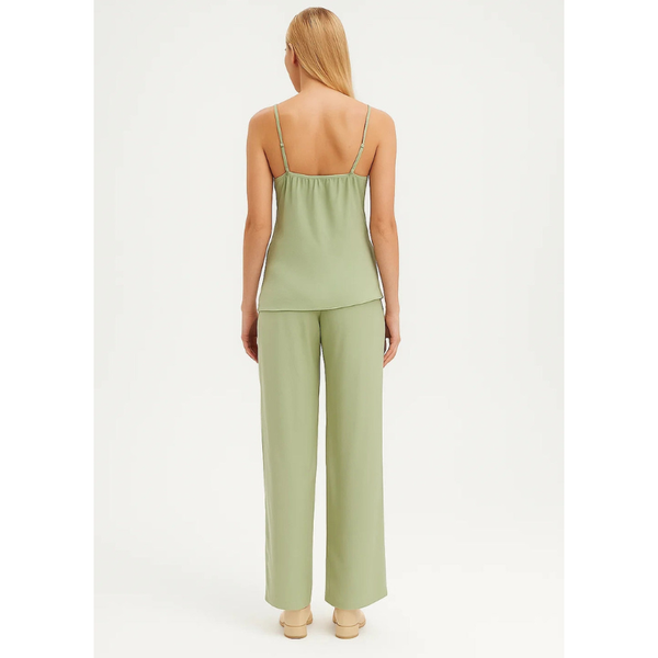 Damset | Ärmlöst och Byxor med vida ben | Eleganta Kläder