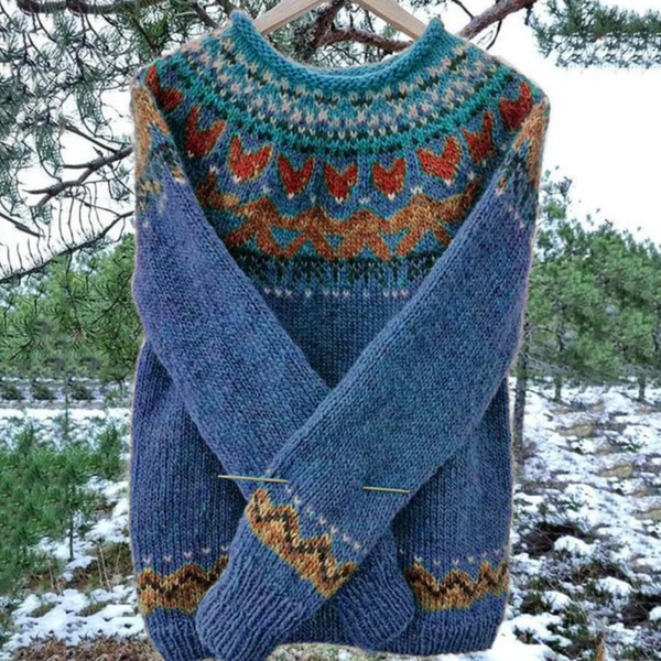 Stickad Tröja | Vintage Damtröja | Rundhalsad & Tidlös Stil