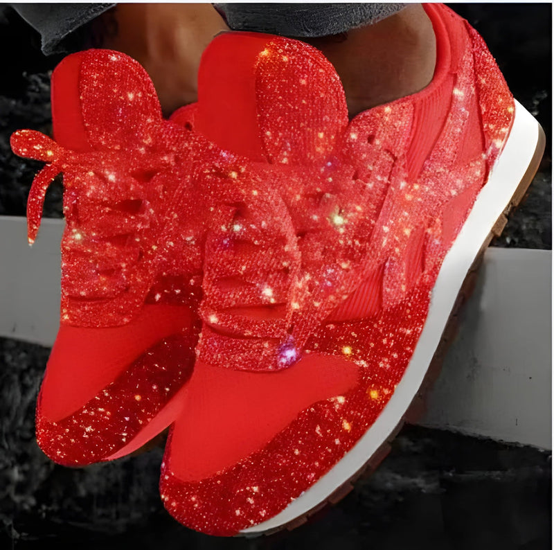 Sneakers Dam | Glittriga Mesh Skor | Casual Snörskor
