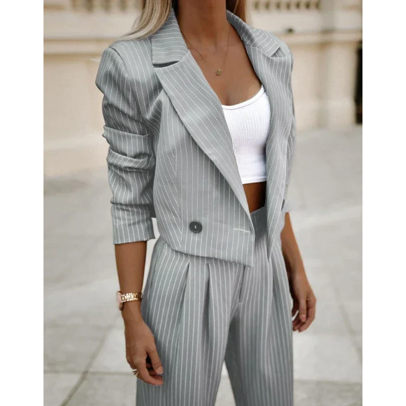 Damkostym | Skräddad Komfort & Modern Elegans | Premium Set i Två Delar | 100 % Polyester