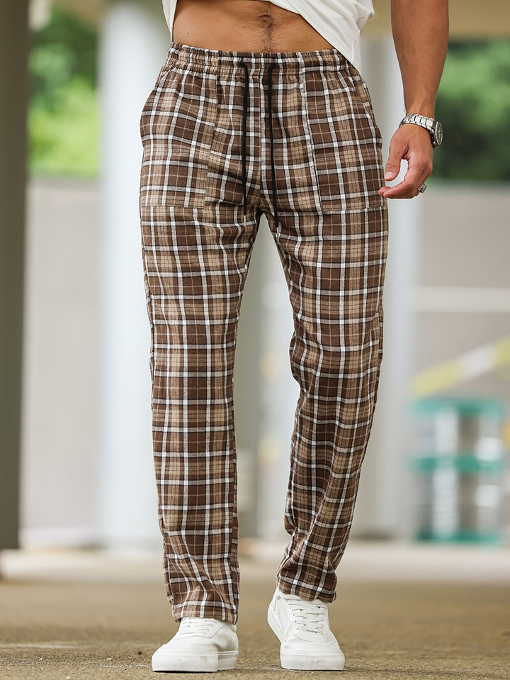 Herr Byxor | Tapered Rutigt | Med Snörning | Sommar
