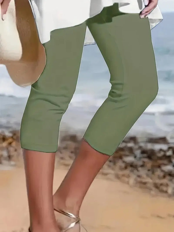 Damleggings | Enfärgade Capri | Croppad & Bekväm för Vår & Sommar