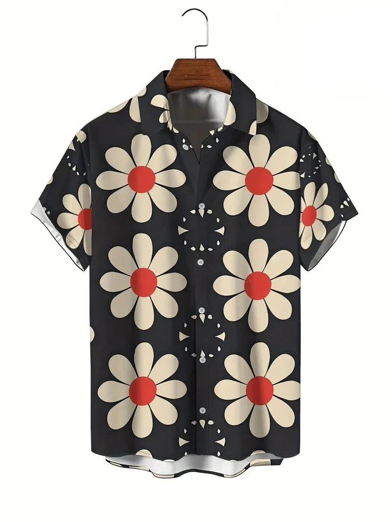 Herr Skjorta | Vintage | Blommig Kort ärm | Sommar