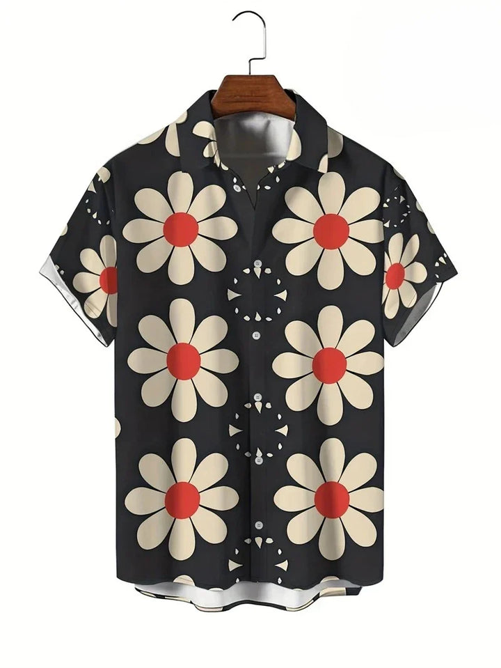 Herr Skjorta | Vintage | Blommig Kort ärm | Sommar