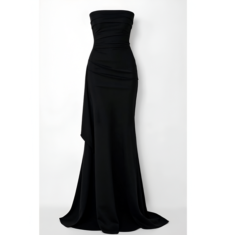 Damsklänning med Hög Sidenslits | Maxi | Lekfstickad struktur & Elegant