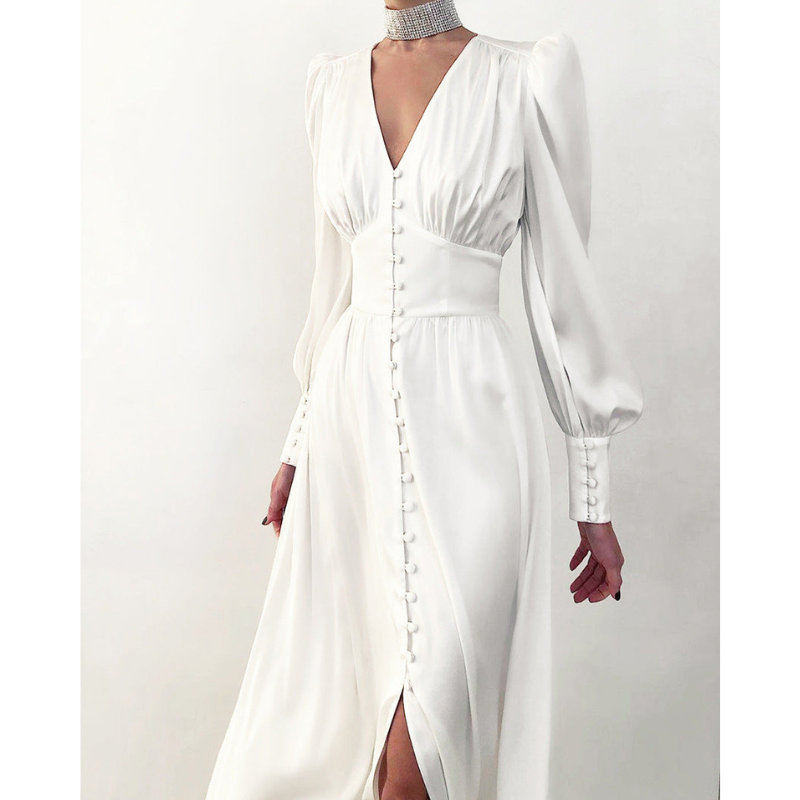 Festklänningar | Puffärmad Midiklänning | Elegant Stil