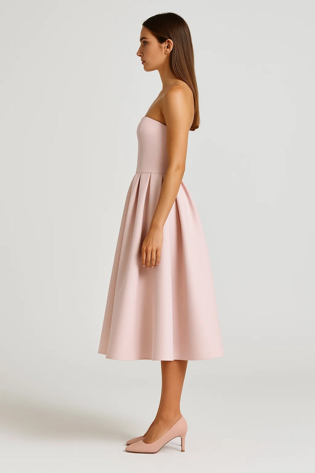 Dam Klänning | Elegant | Strapless | Plisserad Kjol | Sommar